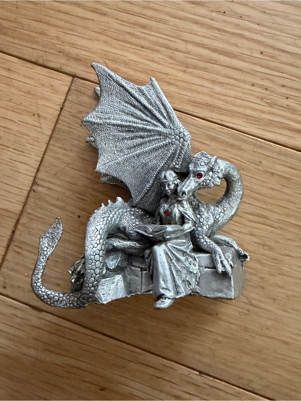 Vintage Gallo Pewter Dragon and Maiden Statue - Decorative Home Accent